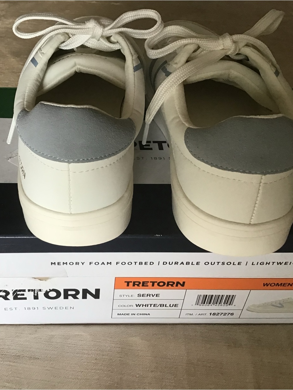 Tretorn White and Light Blue Low-Top Sneakers - Picture 3 of 9
